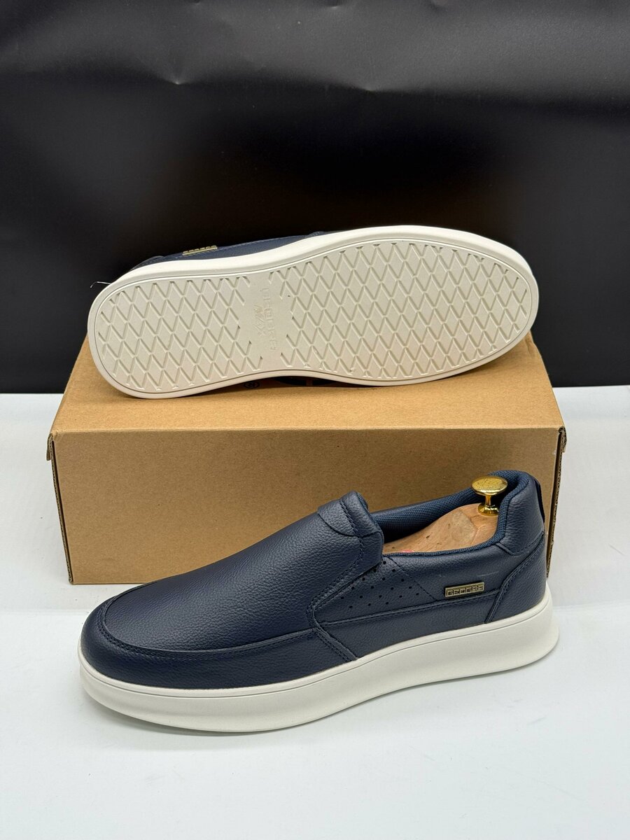 Mocassins en cuir bleu homme