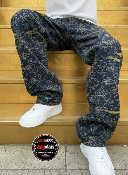 Jean large imprimé tendance