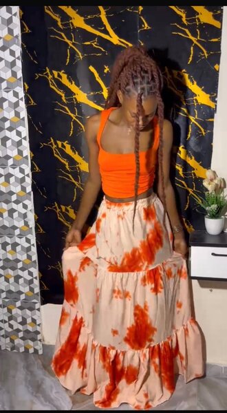 Jupe Longue Bohème Orange