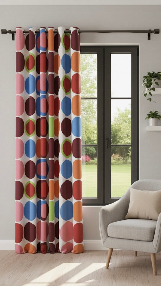 Rideaux à motifs colorés