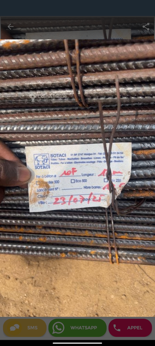 Barres d'acier renforcé SOTACI