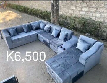 Gray-blue corner sofa