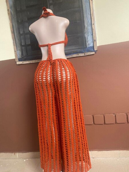 Ensemblecrochet orange élégant