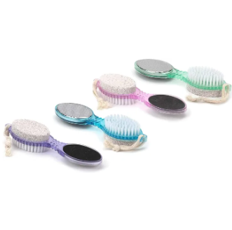 4 In 1 Multi Use Pedicure Paddle Brush - 4 Step Pedicure (Cleanse, Scrub, File And Buff)