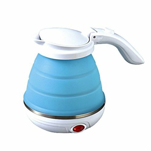 Electric Foldable Silicon Kettle - 0.6 Liters - White/lBlue