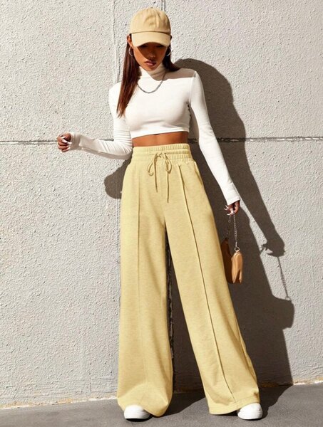 Pantalon large jaune tendance