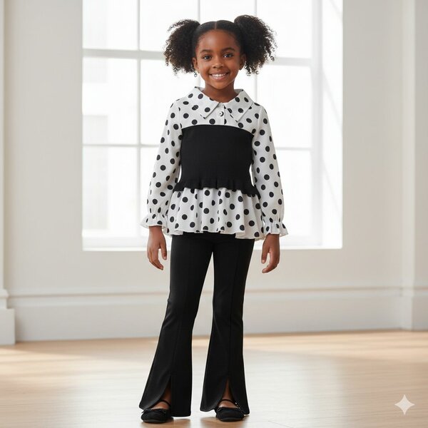 Ensemble Fille Pois et Pantalon