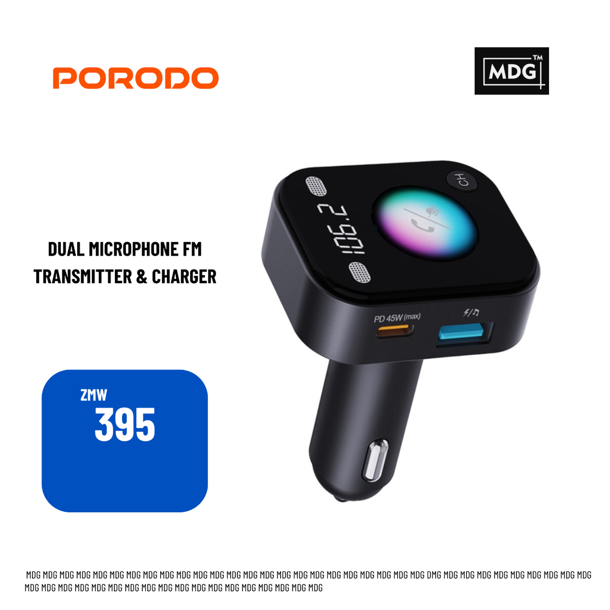 Dual Microphone FM Transmitter and Charger