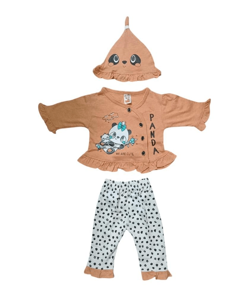 New Born baby girl 3 pcs cotton blended pajama shirt Set