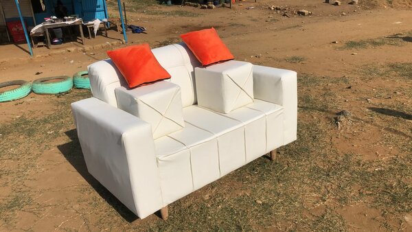 Canapé 3 places en cuir blanc