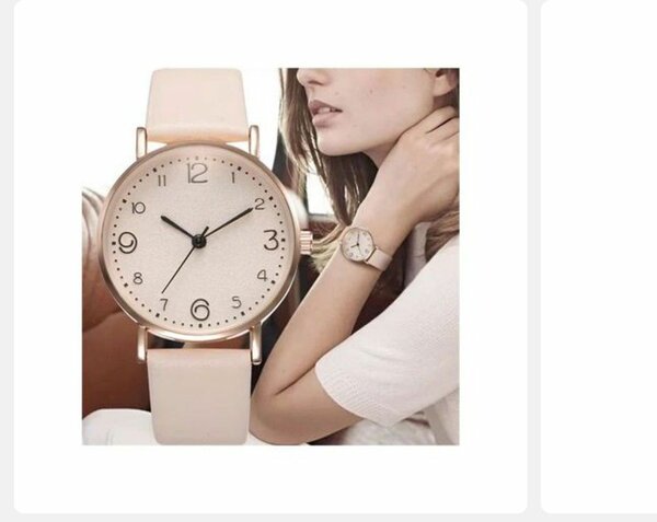 Montre élégante en cuir rose