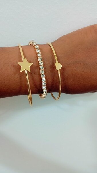 Bracelets dorés étoiles cœur