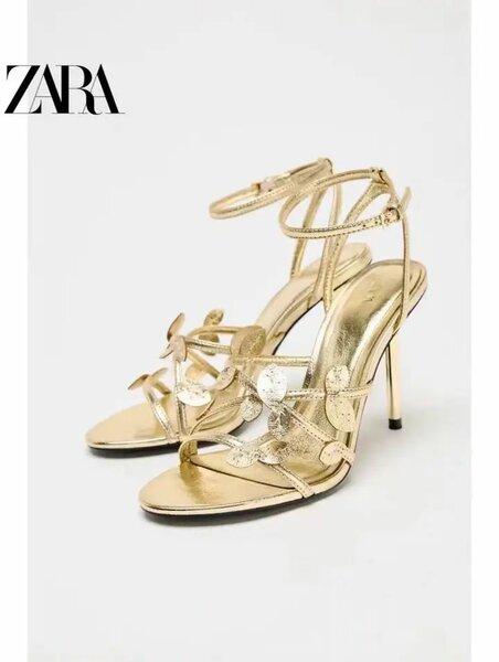 Zara Sandales dorées à talons hauts
