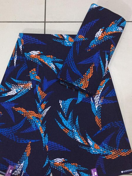 Original Cotton Wax Chitenge Fabric with 6 Yard Print blue