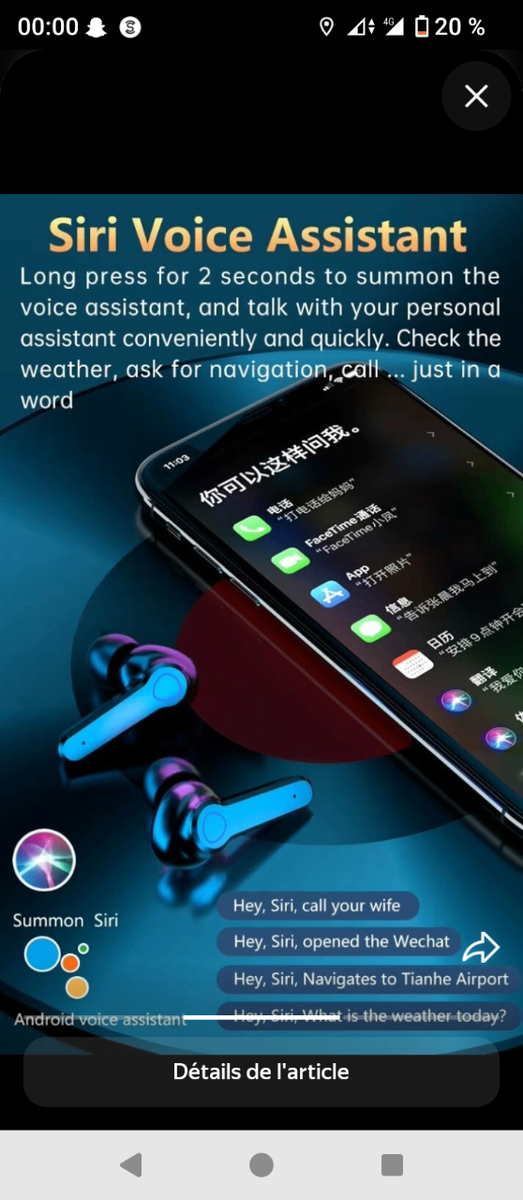 Écouteurs Bluetooth 5.1 LED