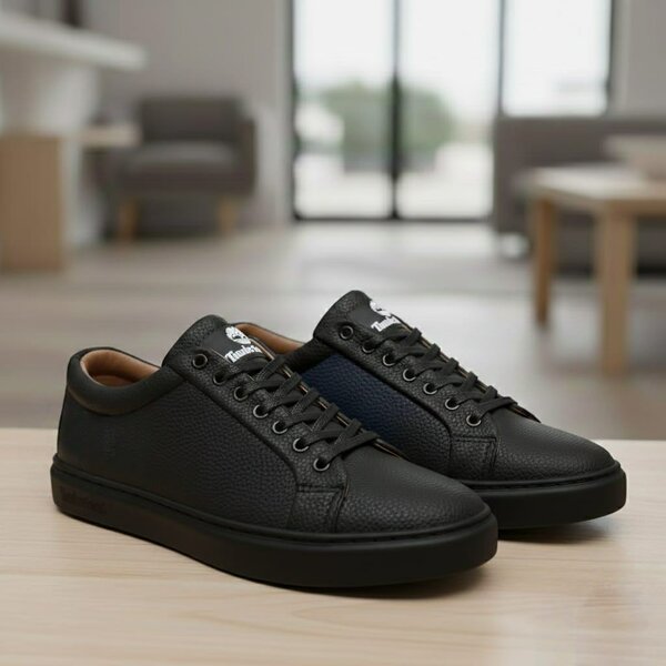 Chaussures casual en cuir noir pour homme