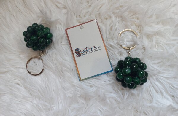 Porte-clés en perles vertes