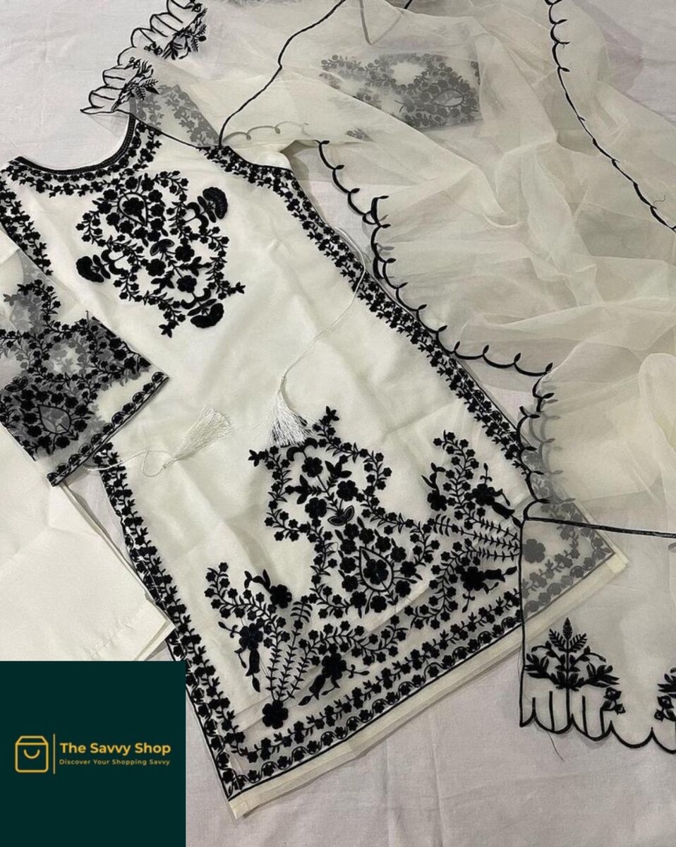 Stitched organza embroidered suit ( women )