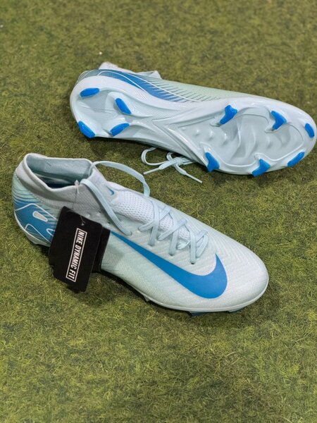 Chaussures de foot Nike Mercurial - Blanc/Bleu
