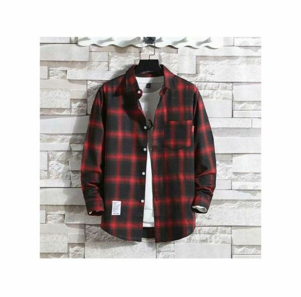Men's Long Sleeve Plaid Shirt - Black/Blue/Red
