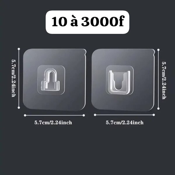 Crochets adhésifs transparents