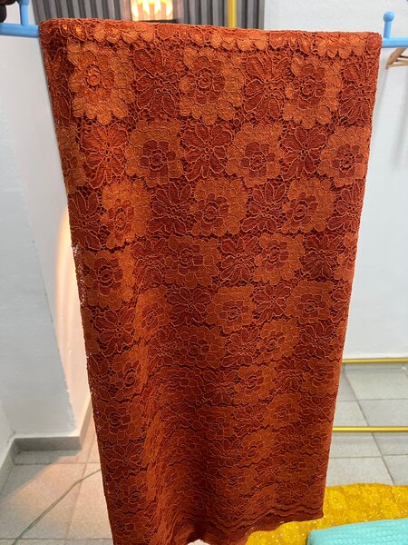 Tissu Dentelle Floral Orange