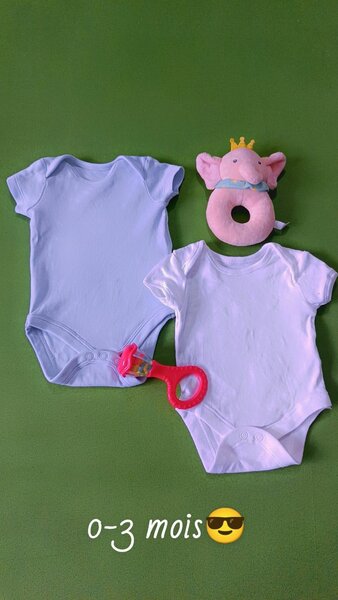 Bodies bébé 0-3 mois - Lot de 2