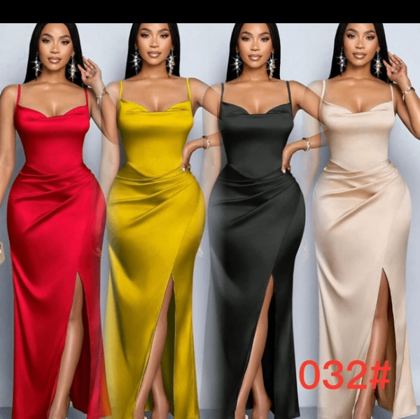 Robe longue en satin