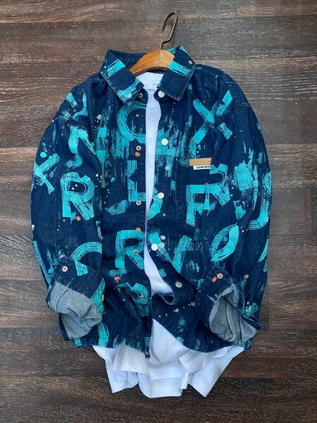 Veste en jean homme avec lettrage