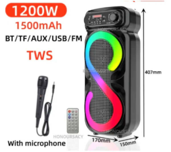 Enceinte Bluetooth 1200W avec micro