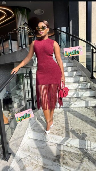 Robe à franges bordeaux