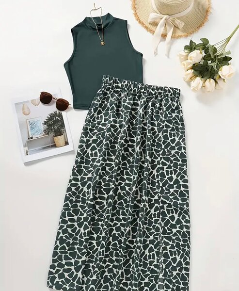 Jupe longue à motif chic