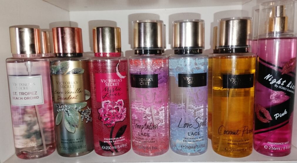 Sweet Desire, Night Bliss and Victoria secret body mists