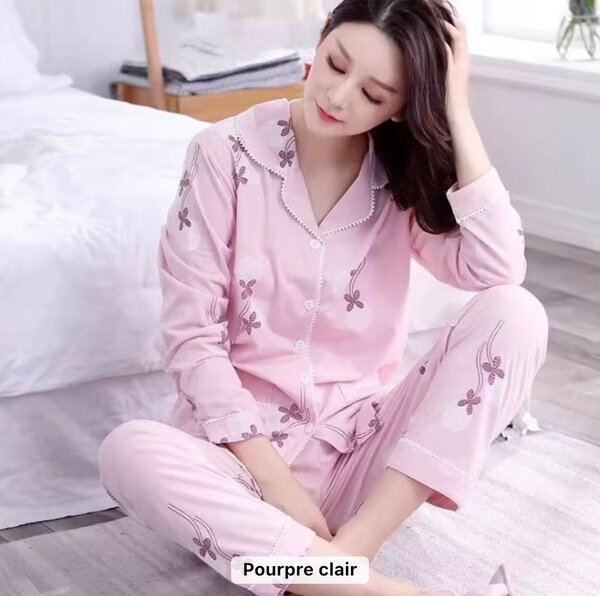 Pyjama fleuri rose