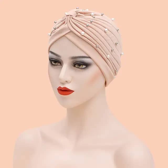Turban perlé élégant femme