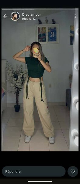 Pantalon large vert pour femme