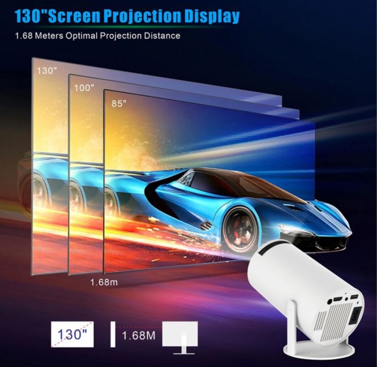 HY30OPRO Mini Projector HD 720P Hard Resolve 4K Support AV1