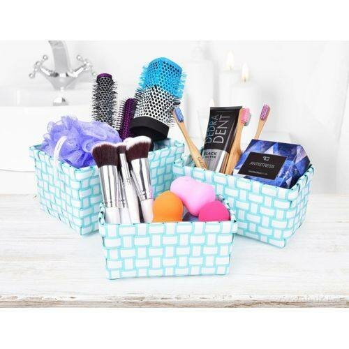 LOT DE 3 PANIERS DE RANGEMENT D'OBJETS - 𝗩𝗲𝗿𝘁/𝗕𝗹𝗮𝗻𝗰