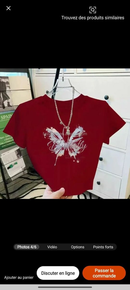 T-shirt court papillon femme