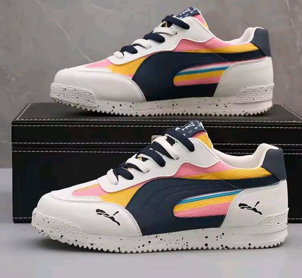 Baskets multicolores en cuir