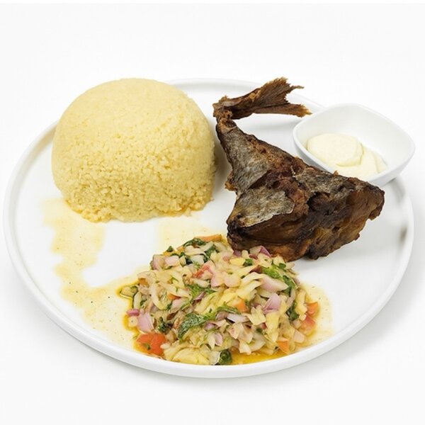 Plat de poisson frit et couscous