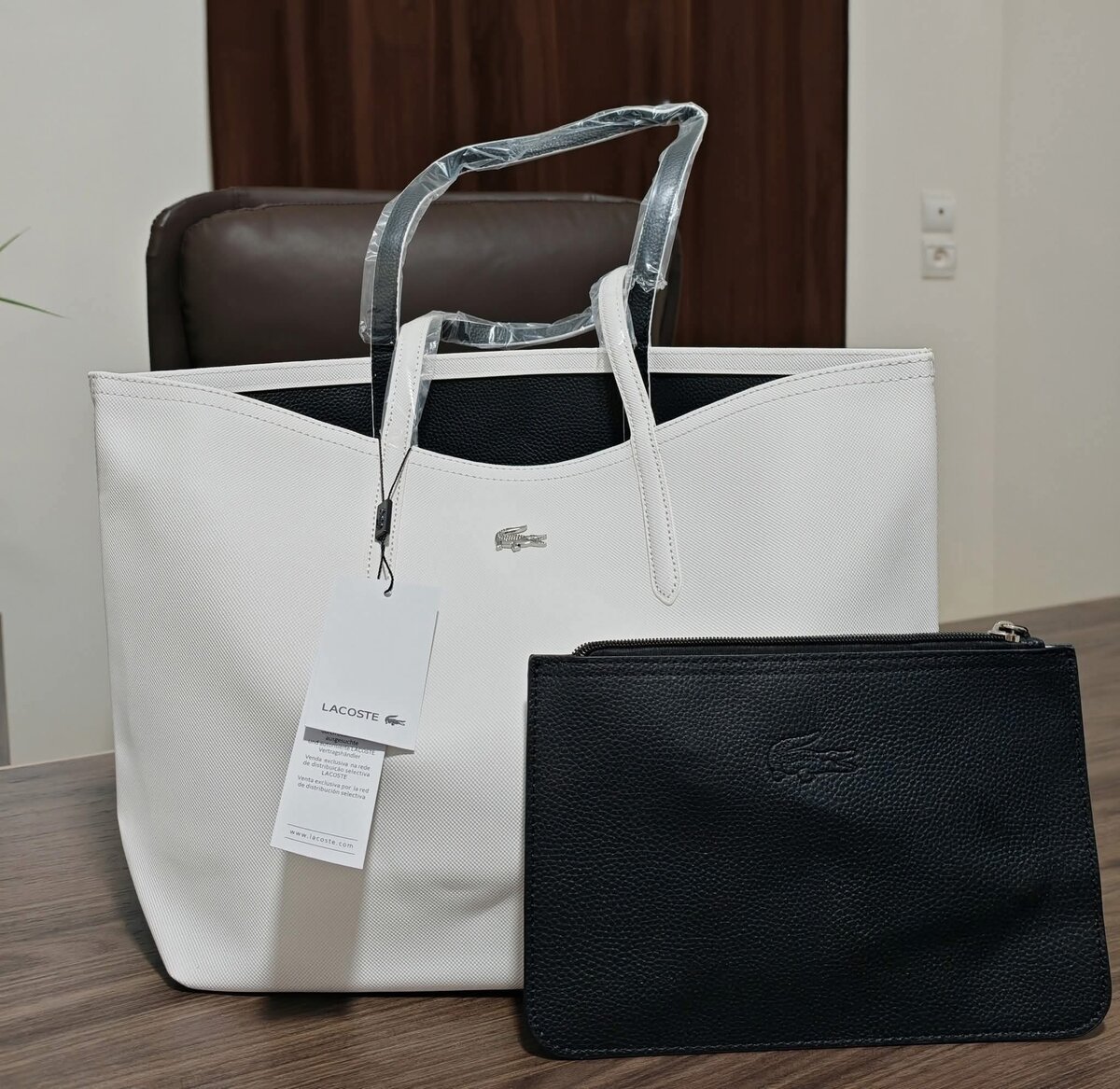 Sac cabas Lacoste en cuir