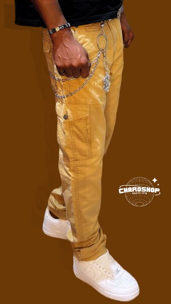 Pantalon cargo jaune homme