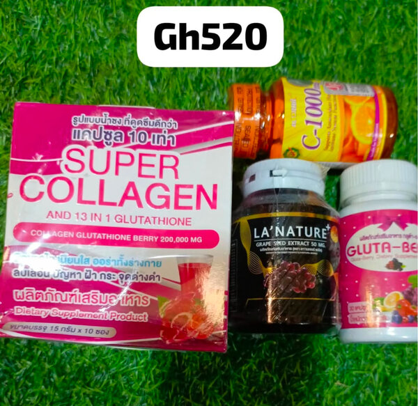Super Collagen + Vitamin C 1000mg + Grape seed extract +Gluta Berry set