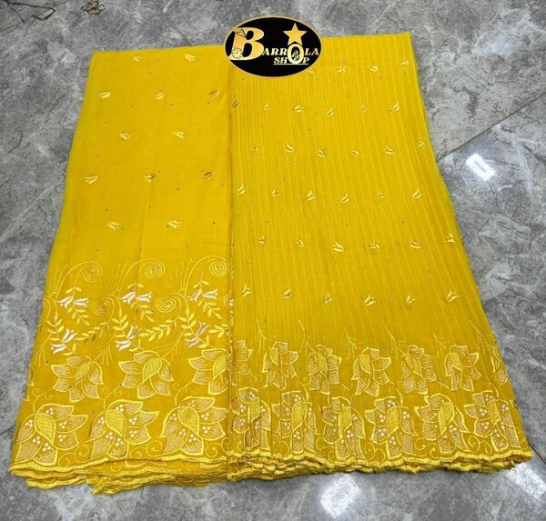 Sari Jaune Éclatant Brodé