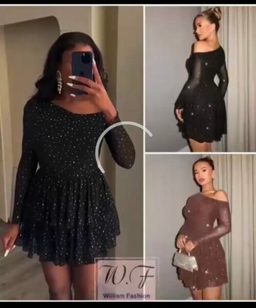 Robe noire à paillettes pour femmes