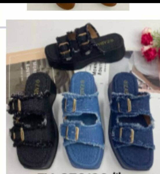 Sandales à boucle en denim