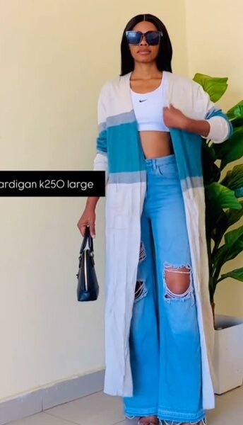 Cardigan white and blue large