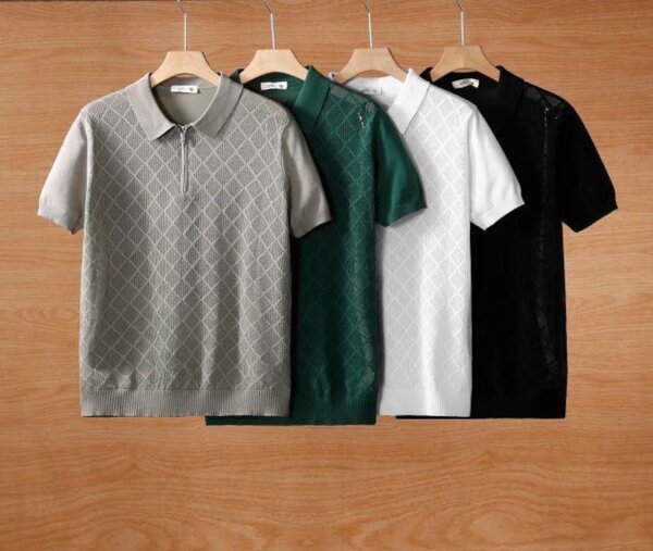 Polo en tricot rayé homme