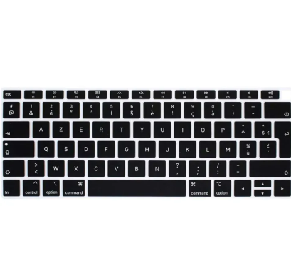Macbook Air 13 inch Keyboard Cover 2018/2019 New Soft Silicone Protector for Mac Book Air 13-Inch with Touch ID with Retina Display Model A1932 UK Layout Protective Skin, Laptop Keyboard Cover-Skin-Protector Black